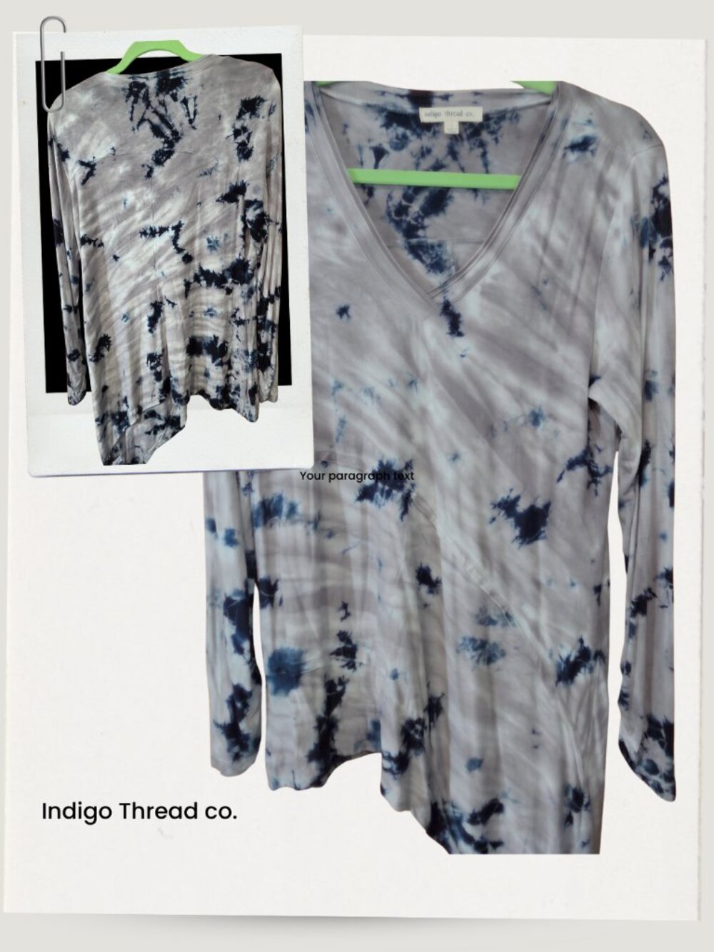 Indigo Thread Co. Tie Dye Asymmetrical V-Neck Long Sleeve Top - Size L